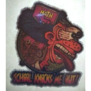 School Math Knocks Me Out Screamin Gleamin Glitter Iron-On Decal Donruss Retro